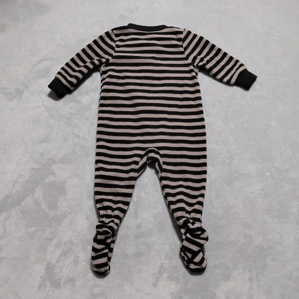 Carter's 6M Footed Fleece Full Zip Pajamas Bear Face Striped